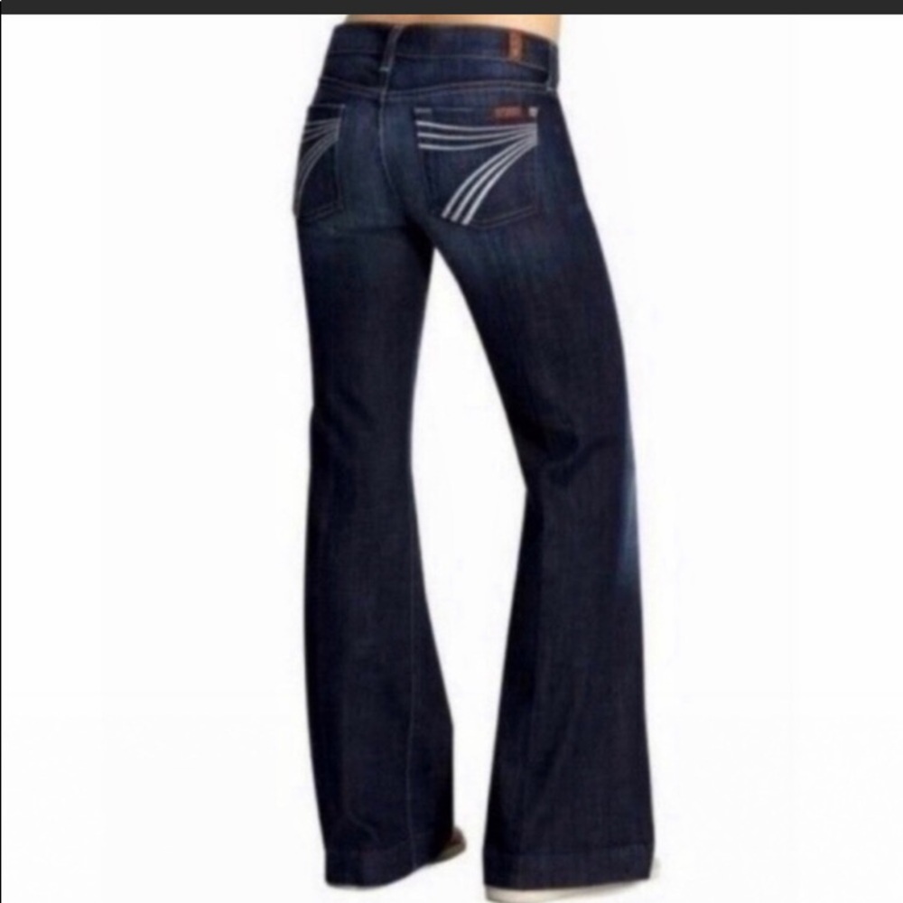 7 For All Mankind Dojo Flip Flop Size 29 Dark Wash